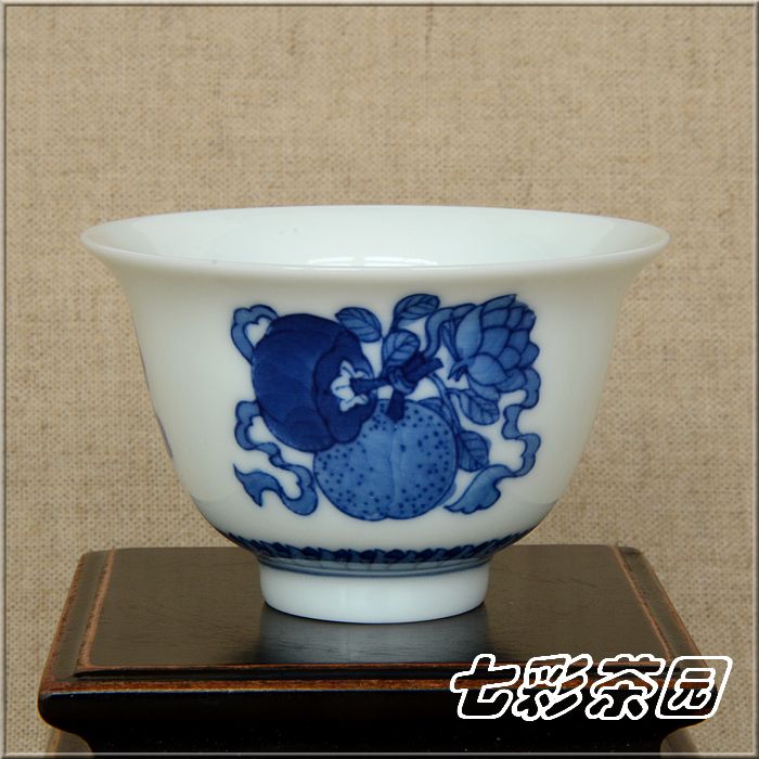 景德镇 贵和祥 京德窑 青花万事大吉月光杯 手工绘制在类目 餐饮具, 茶具, 茶杯中 - 来自Buy2taobao.com提供专业的淘宝代购服务