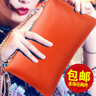  正品 100%真皮欧洲拼接手包 新款欧美头层牛皮手拿女