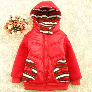  童装女童冬装韩版 儿童宝宝棉袄棉服外套夹克加厚连帽棉衣