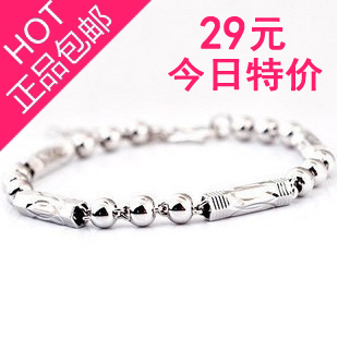  包邮 925纯银手链 银饰品 韩版 时尚 六角筒佛珠 满天星 男士手链