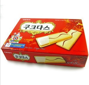  满额包邮 韩国进口CROWN可拉奥奶油蛋卷/饼干144克红盒 台湾名嘴