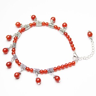 包邮 yuantong express wind original natural red agate Onyx Tibetan silver anklet Tibetan silver anklet