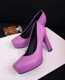  ●香香家●小香推荐独家日韩范超嗲妞纯色小方头粗跟高跟鞋 婚鞋