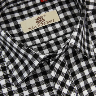 包邮雅戈尔衬衫男士免烫商务休闲长袖衬衣加厚全棉黑白灰格子衬衣