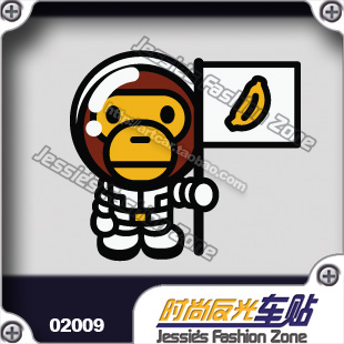 汽车贴纸 020 09 潮牌美国猴子 bape baby 太空人 车贴