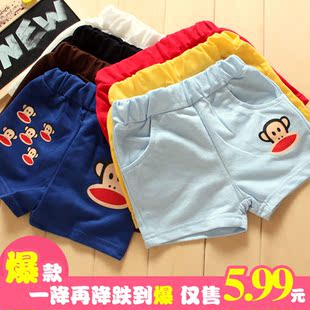 童装2013夏款婴幼儿宝宝男女童可爱印花笑脸猴短裤五分裤哈伦裤