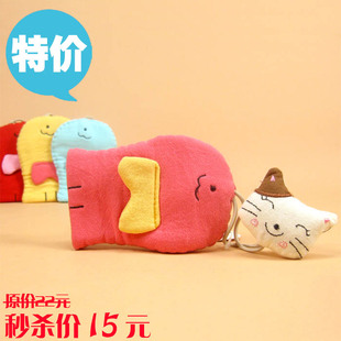  韩国可爱女士动物抽带锁匙包钥匙圈布艺手工卡通创意抽拉式钥匙包