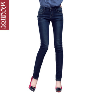  麦斯瑞欧 加绒加厚中高腰牛仔裤 修身显瘦 厚牛仔裤小脚裤女 x04