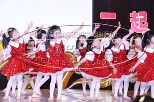六一儿童合唱服 女生集体舞演出服装 亮片诗朗