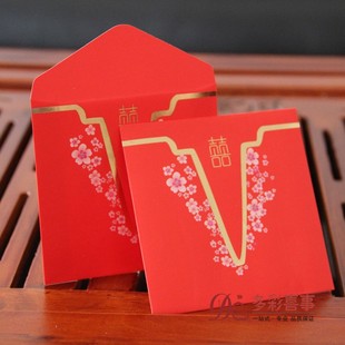  多彩喜事 个性创意结婚红包袋利是封批发★梅花双喜方形小红包