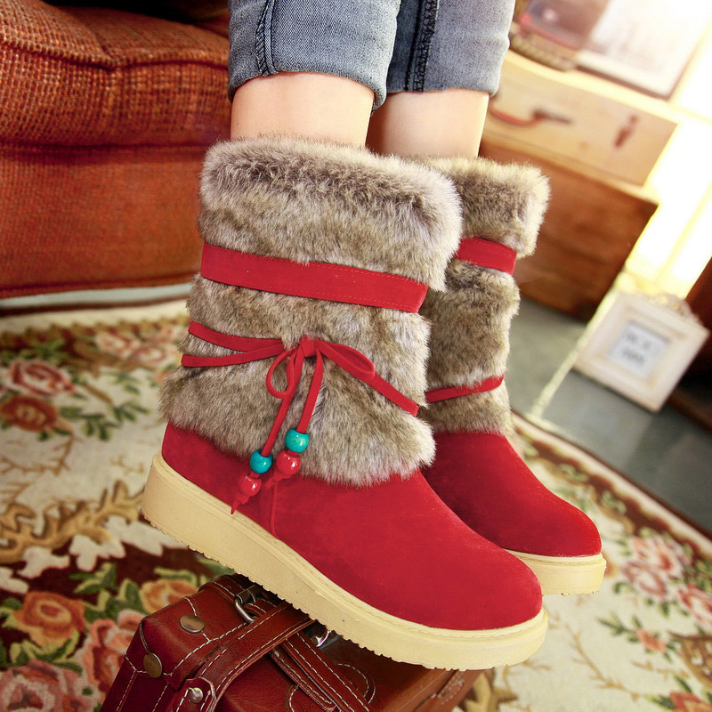 时尚冬靴平跟靴圆头...