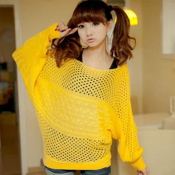 镂空罩衫小麻花蝙蝠...