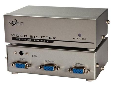 宽频VGA分屏器一主机拖两显示器一拖二电视