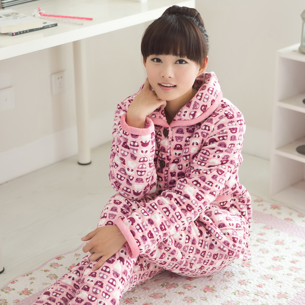 加厚珊瑚绒夹睡衣...