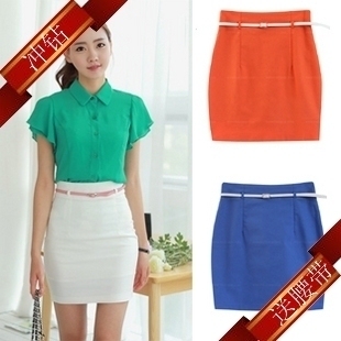  韩版百搭包臀裙夏 高腰裙女一步裙纯色花苞裙A字裙包裙女短裙