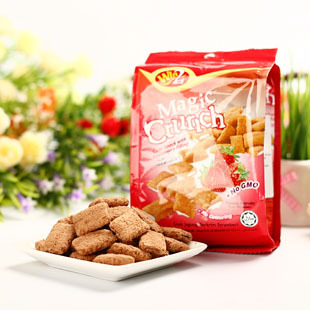  马来西亚 特产零食 膨化食品 威威Win2脆果 草莓味 80(90)g