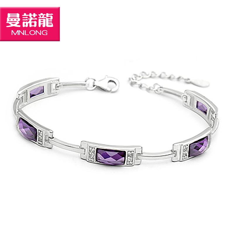 高档款 紫晶手表手链 925纯银首饰品 韩版潮人饰品送女友生日礼物 高档款 紫晶手表手链 925纯银首饰品 韩版潮人饰品送女友生日礼物