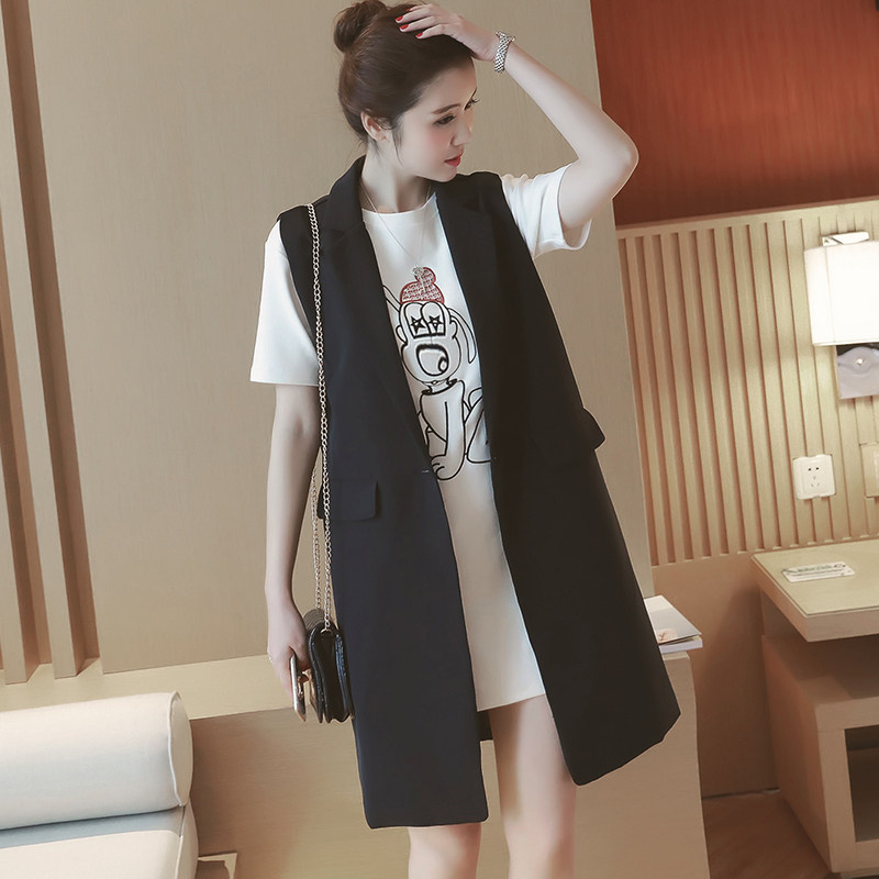 T4075-2016春新款女装韩版中长款气质修身西装背心马甲马夹 0317