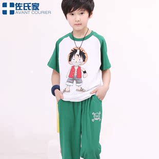  佐氏家 新款夏 儿童套装/男童套装 大童全棉短袖T恤+七分中裤A030