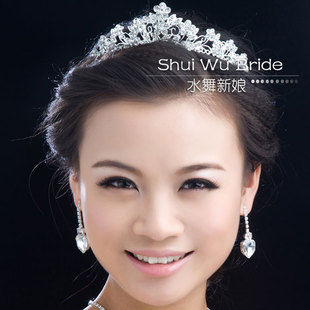  水舞新款 韩式水钻花朵新娘皇冠头饰结婚王冠发饰婚纱配饰品 花语