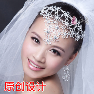  韩式新娘头饰 婚纱配饰品皇冠花朵结婚发饰耳环项链手链套装之爱