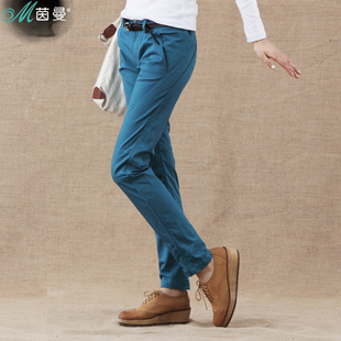  茵曼 春装新款文艺棉质个性分割双插袋休闲长裤8310910451