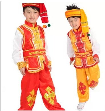 元旦儿童演出服装男童幼儿舞蹈演出服苗族少数