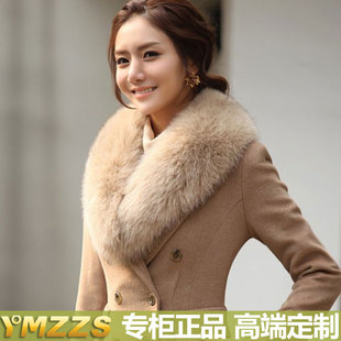  【聚】YMZZS 深冬羊毛呢子修身大衣 超大真狐狸皮草 高贵厚外套