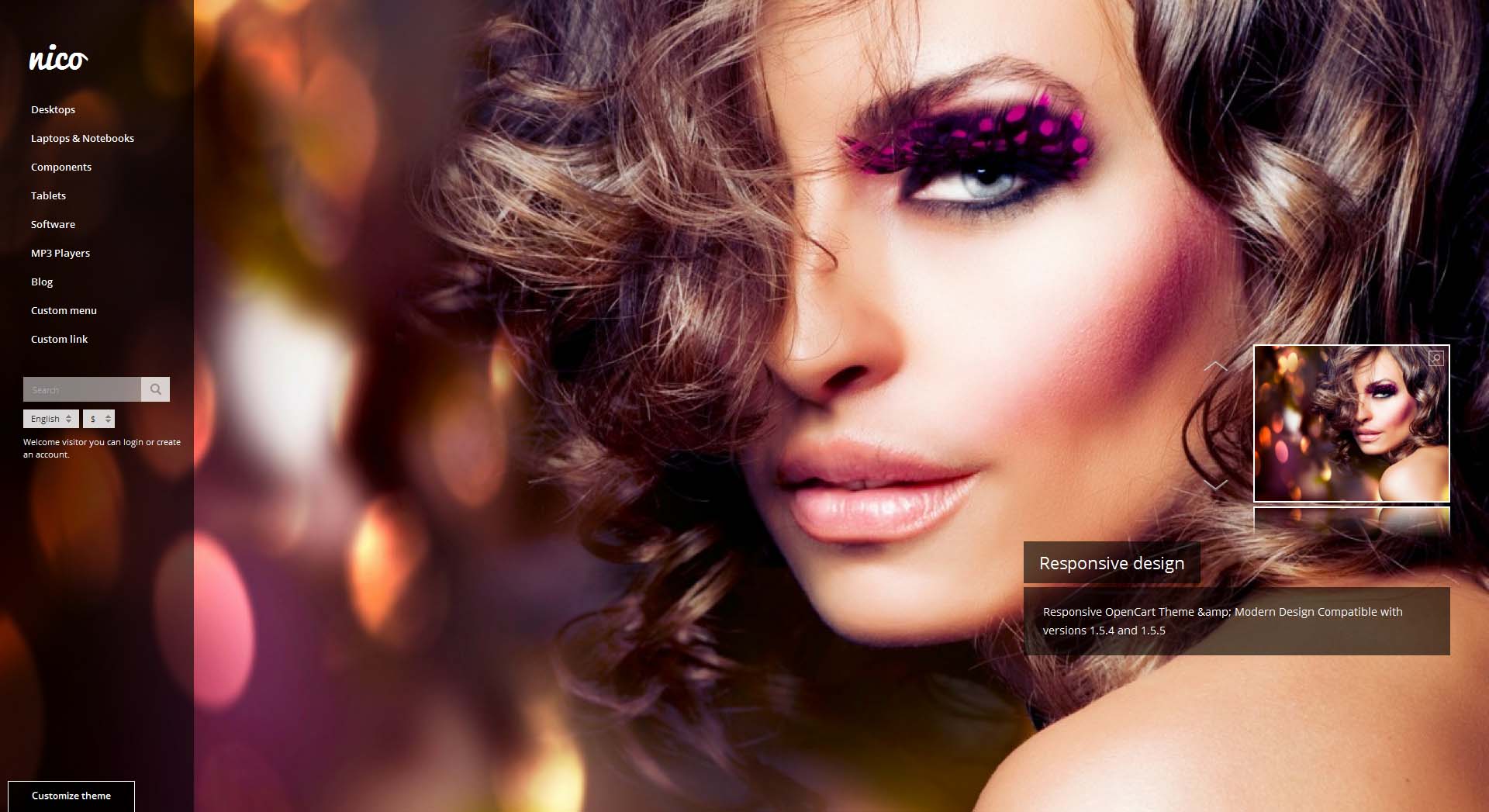 Opencart模板 服装,化妆品,奢侈品等品牌企业商