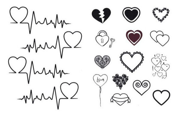 2013 9.5*14.5cm 加固版 <em>心跳</em> 纹身贴纸 <em>男女</em>通