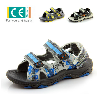  夏季新品 儿童童鞋 男童凉鞋 男童沙滩鞋 皮革拼接男童凉鞋