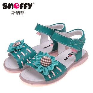  SNOFFY牛皮137A04夏季女橡胶魔术贴车缝线童鞋凉鞋 亲子 婴儿童装
