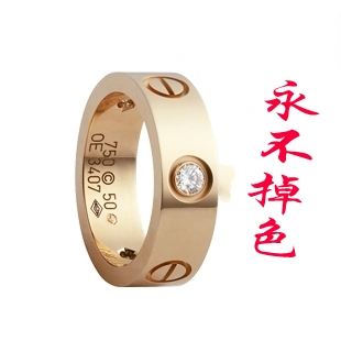  对戒 薄版欧美钻男女款饰品 Love戒指18K玫瑰金 情侣指环镶钻一对