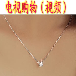  正品水晶项链包邮锁骨链女 短款 925纯银 钻石结婚闪 单钻 银饰品