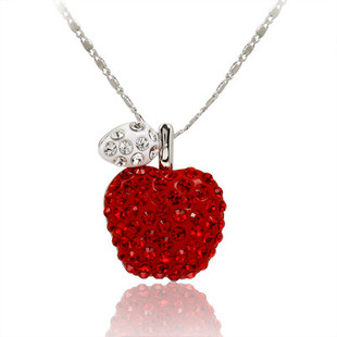  子羽中国风饰品红色苹果项链 采用施华洛世奇元素 情人节礼物