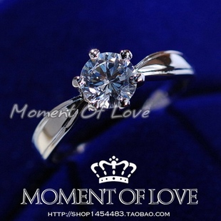  新款！80分镀18k白金锆钻锆石戒指结婚订婚女钻戒