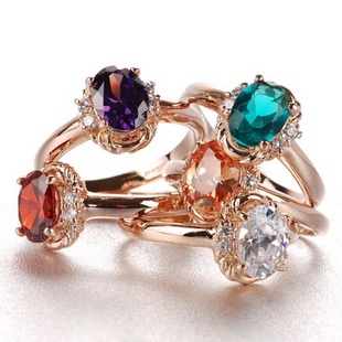  韩国版超嗲炫彩水晶戒指钻戒女水钻戒子戒指r058