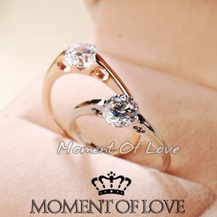  瑞士钻八箭八心超仿真玫瑰金70分钻戒戒指r028