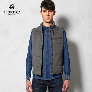  【2色】SPORTICA 前后拼接男士棉马甲 时尚休闲个性马夹 男 春