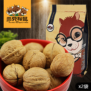  【品牌团】三只松鼠_熟薄皮核桃坚果特产纸皮大桃核190gx2