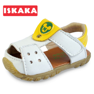  夏季新款儿童宝宝凉鞋 真牛皮包头童鞋 镂空牛筋软底学步鞋