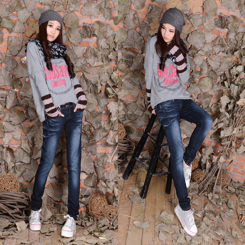 NICE JEANS秋装新品牛仔裤女显瘦小脚裤牛仔裤女纯棉牛仔铅笔裤