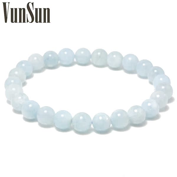 VunSun 高级宝石女士必备饰品 优雅大方天然水晶海蓝宝手链女款 VunSun 高级宝石女士必备饰品 优雅大方天然水晶海蓝宝手链女款