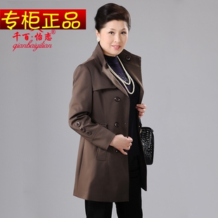 春新品牌正品中老年长款外套中年女装休闲风衣妈妈装大码上衣