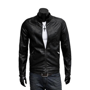  春装新品海宁皮衣男韩版修身男装外套机车皮衣pu皮夹克潮