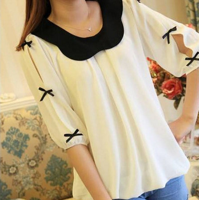 雪纺衫2014韩版<em>女装夏</em>款宽松大码雪纺衫清新