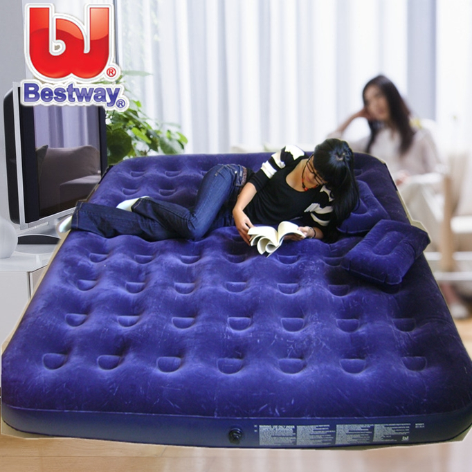正品BW 特大折叠床 双人充气床 植绒蜂窝立柱
