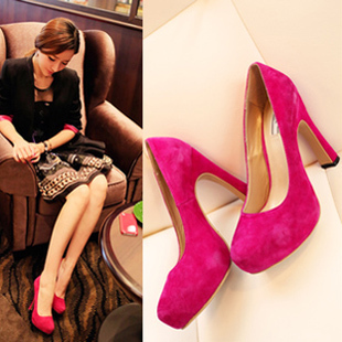  新款小辣椒欧美糖果色防水台高跟结婚鞋子红色新娘单鞋女包邮