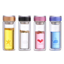 可拉双层时尚创意玻璃杯透明带盖玻璃茶杯子 男女式水杯 情侣礼物