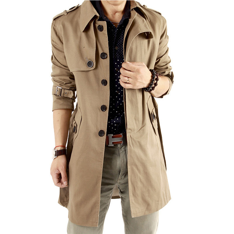 2013 spring new men's plus size trench coat trench coat long and fertilizer Korean slim thin Windbreakers coats